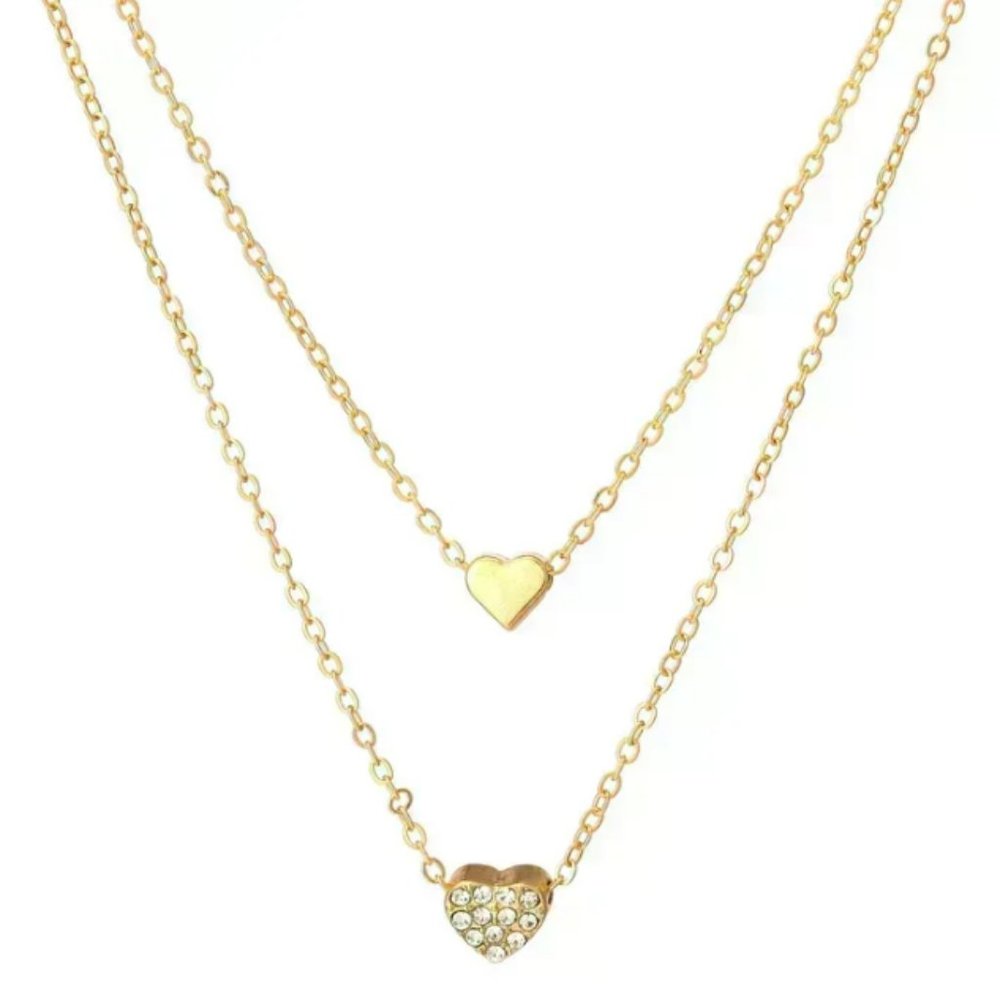 New Diamond Heart Layered Necklace